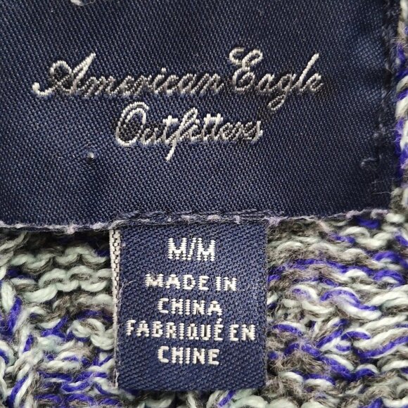 American Eagle Outfitters Ladies Size Medium Purple, Gry & Wht Cowl Neck Sweater - Picture 3 of 10